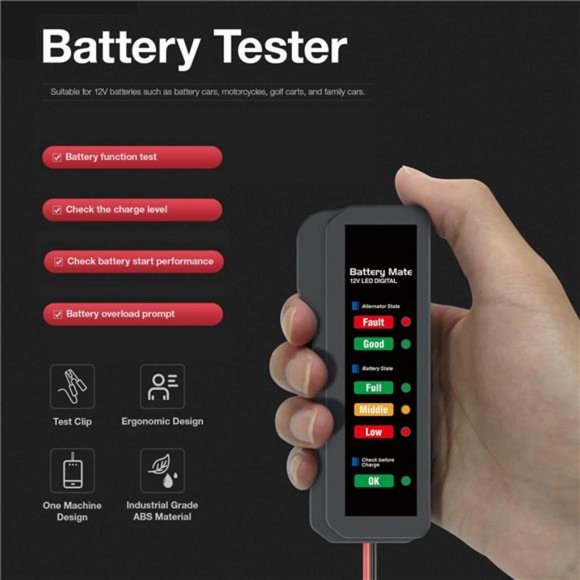 12V car Battery Tester, Alternator Tester Automotive ,Battery Checker, Analyzer - Picture 3 of 7